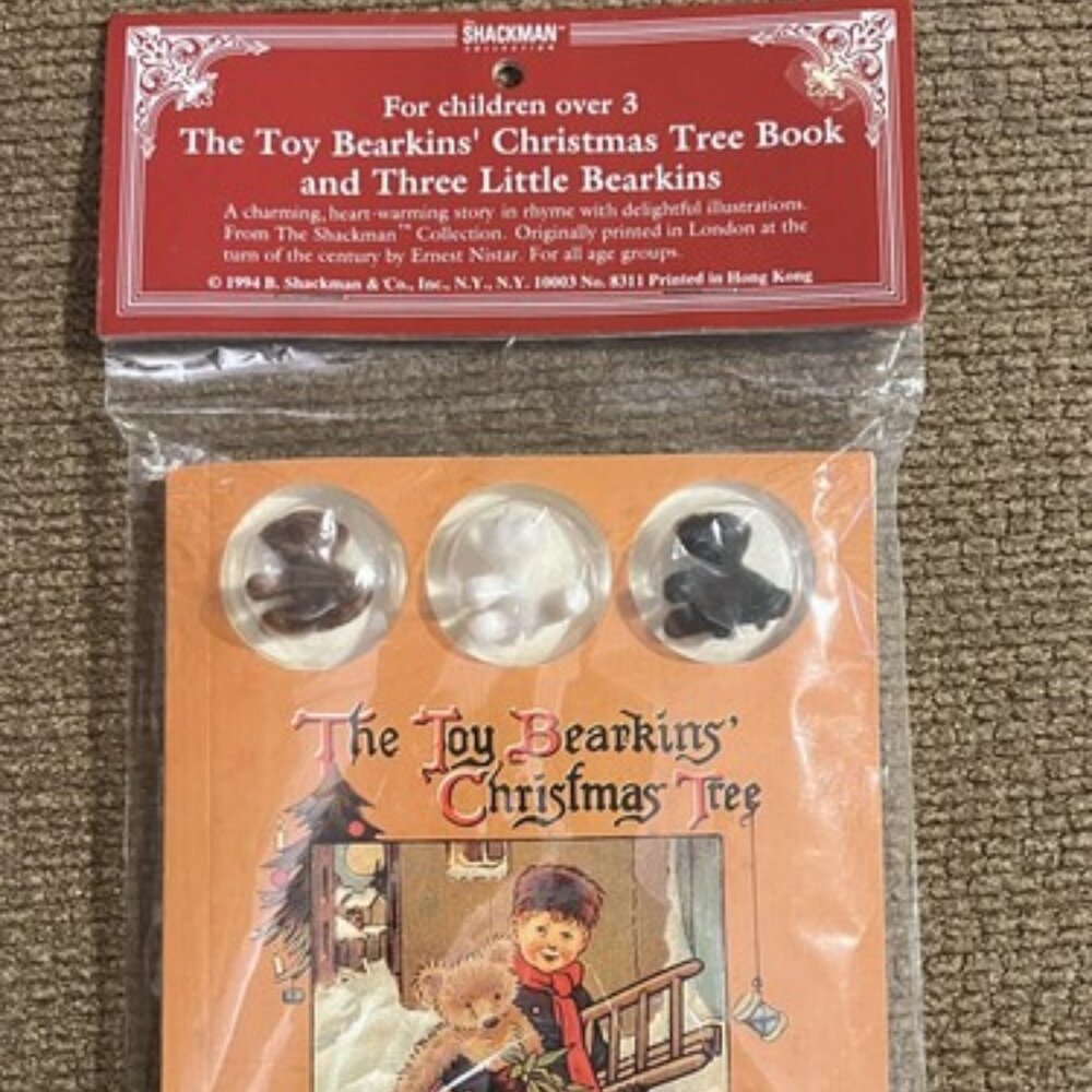 Shackman Collectible The Toy Bearkins Christmas Tree Book & 3 Bears 1994 Jewett
